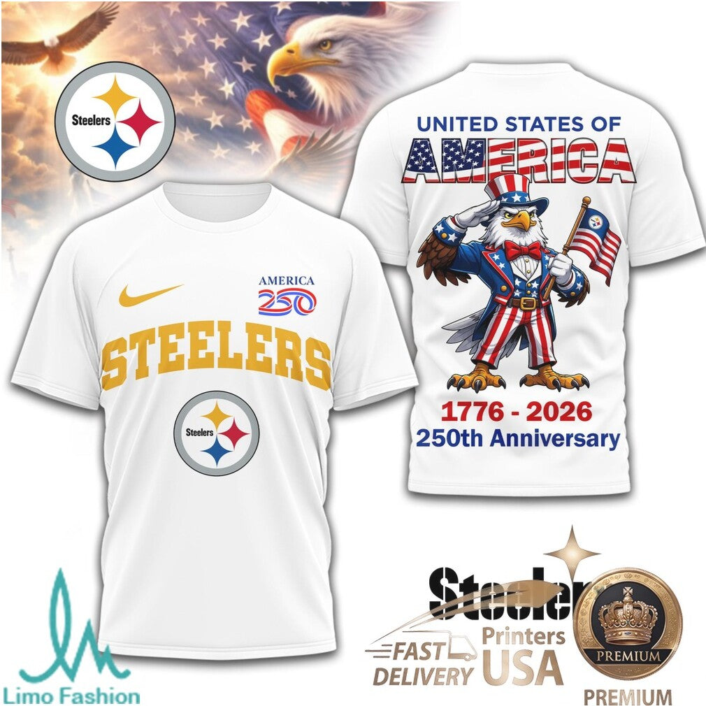 Pittsburgh Steelers 250th Anniversary Patriotic Eagle T Shirt - Limotees LLC