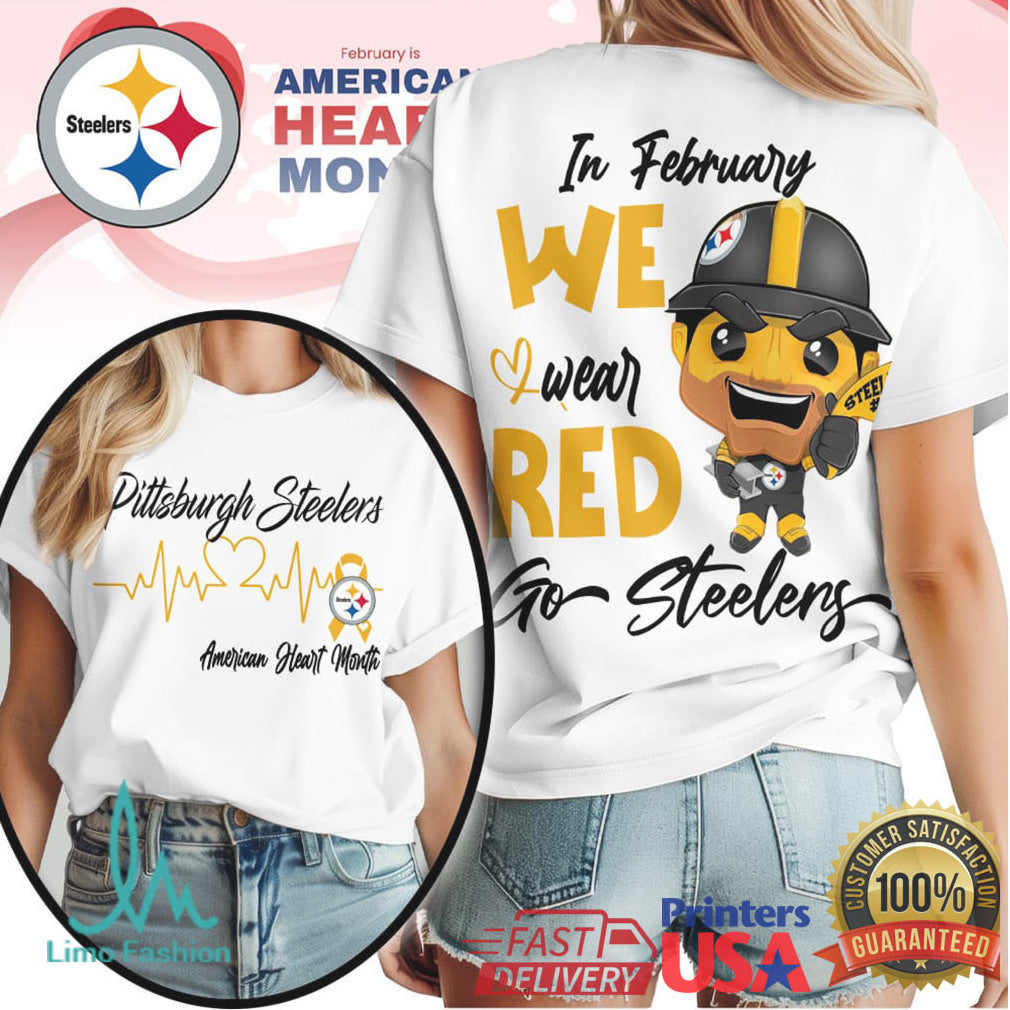 Pittsburgh Steelers American Heart Month Mascot Tee Go Steelers Wear Red