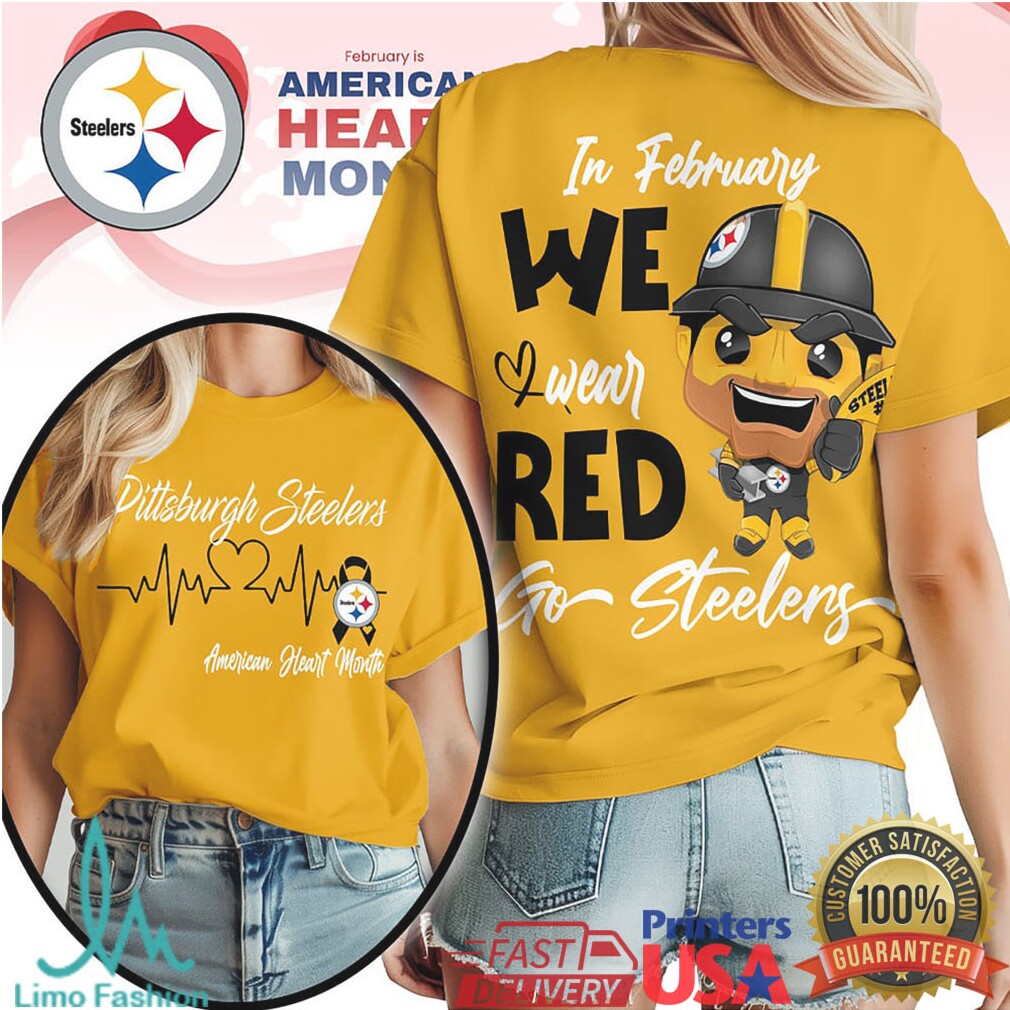 Pittsburgh Steelers American Heart Month Mascot Tee Go Steelers Wear Red