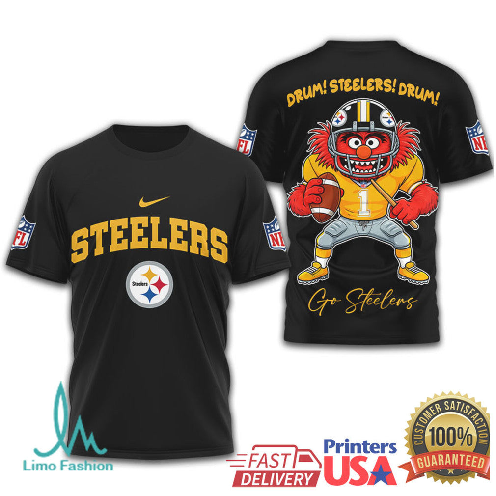 Pittsburgh Steelers Animal Muppet Drum! Steelers! Drum! 3D T Shirt - Limotees LLC