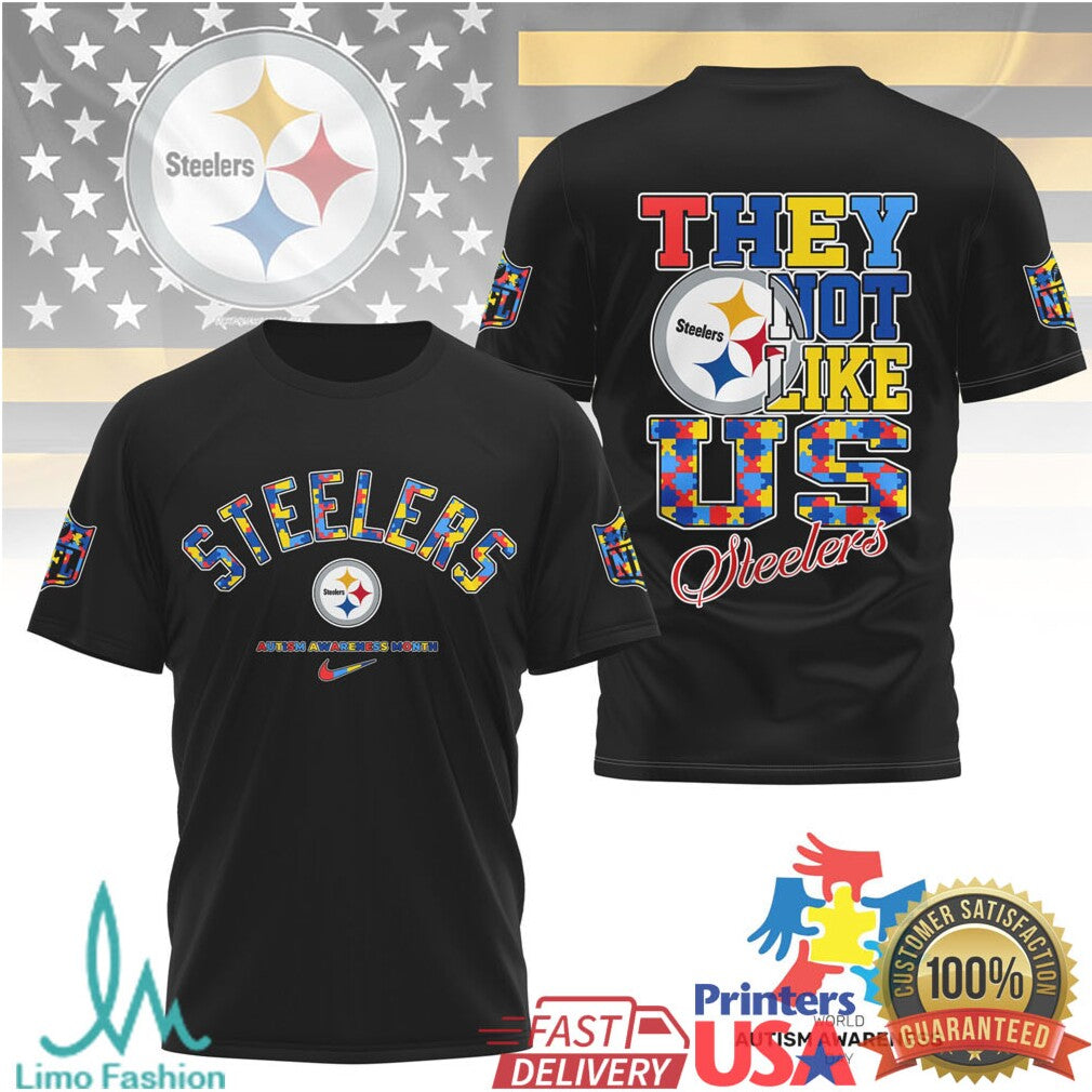 Pittsburgh Steelers Autism Awareness They Not Like Us T Shirt - Limotees LLC