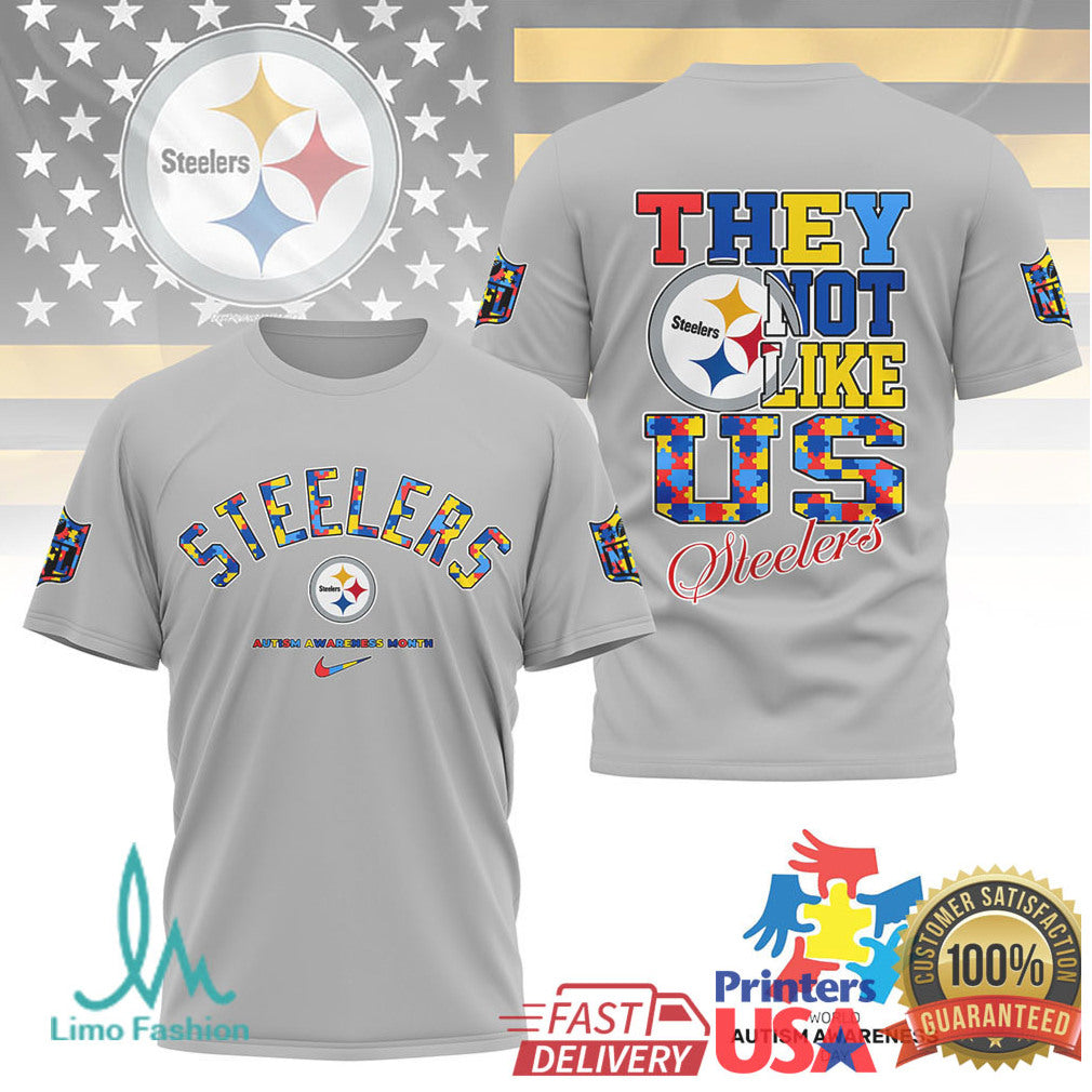 Pittsburgh Steelers Autism Awareness They Not Like Us T Shirt - Limotees LLC