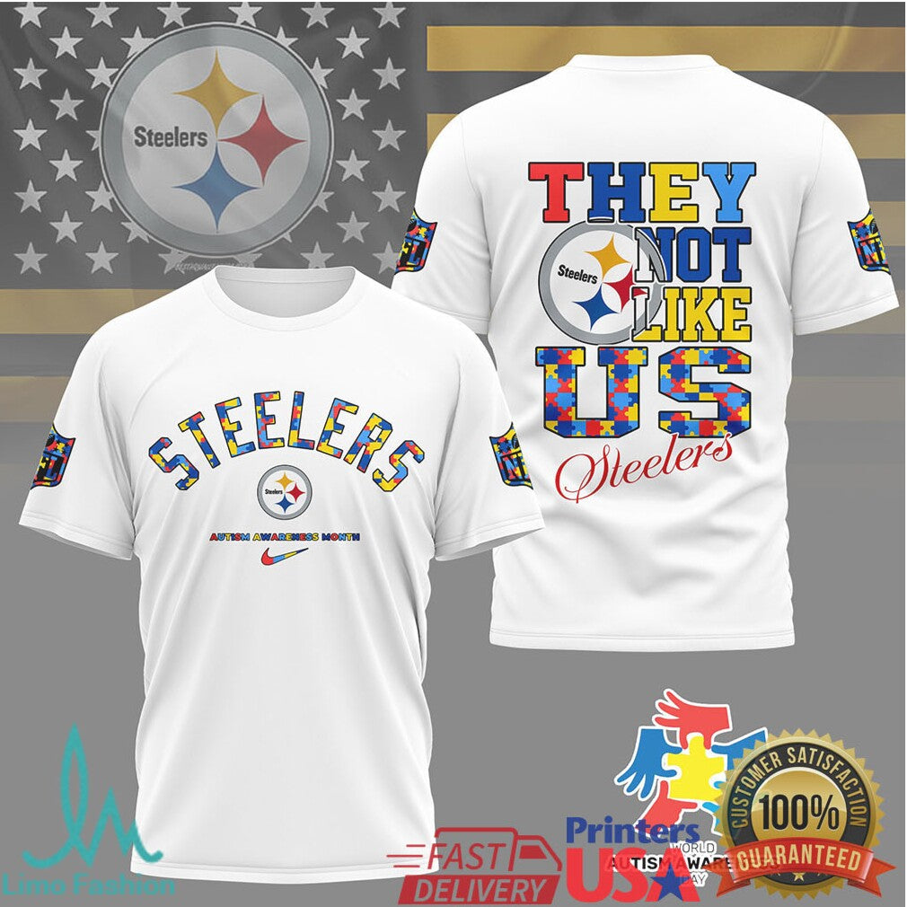 Pittsburgh Steelers Autism Awareness They Not Like Us T Shirt - Limotees LLC