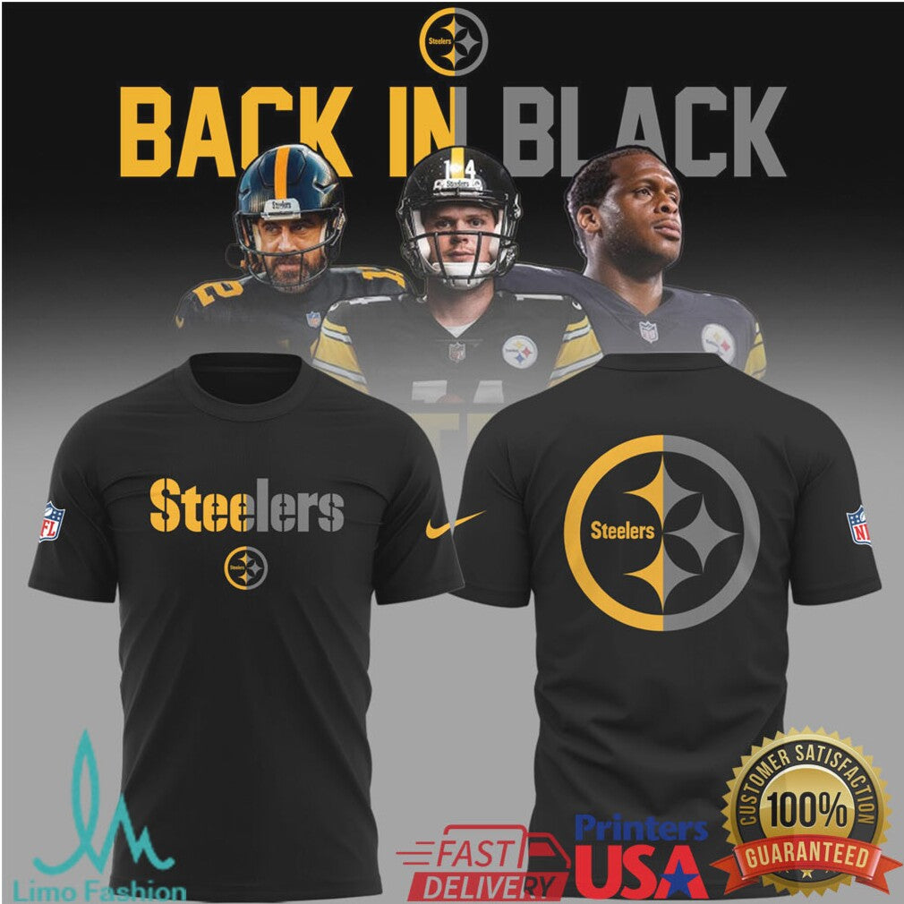Pittsburgh Steelers Back In Black Hypocycloid Logo NFL Apparel - Limotees LLC