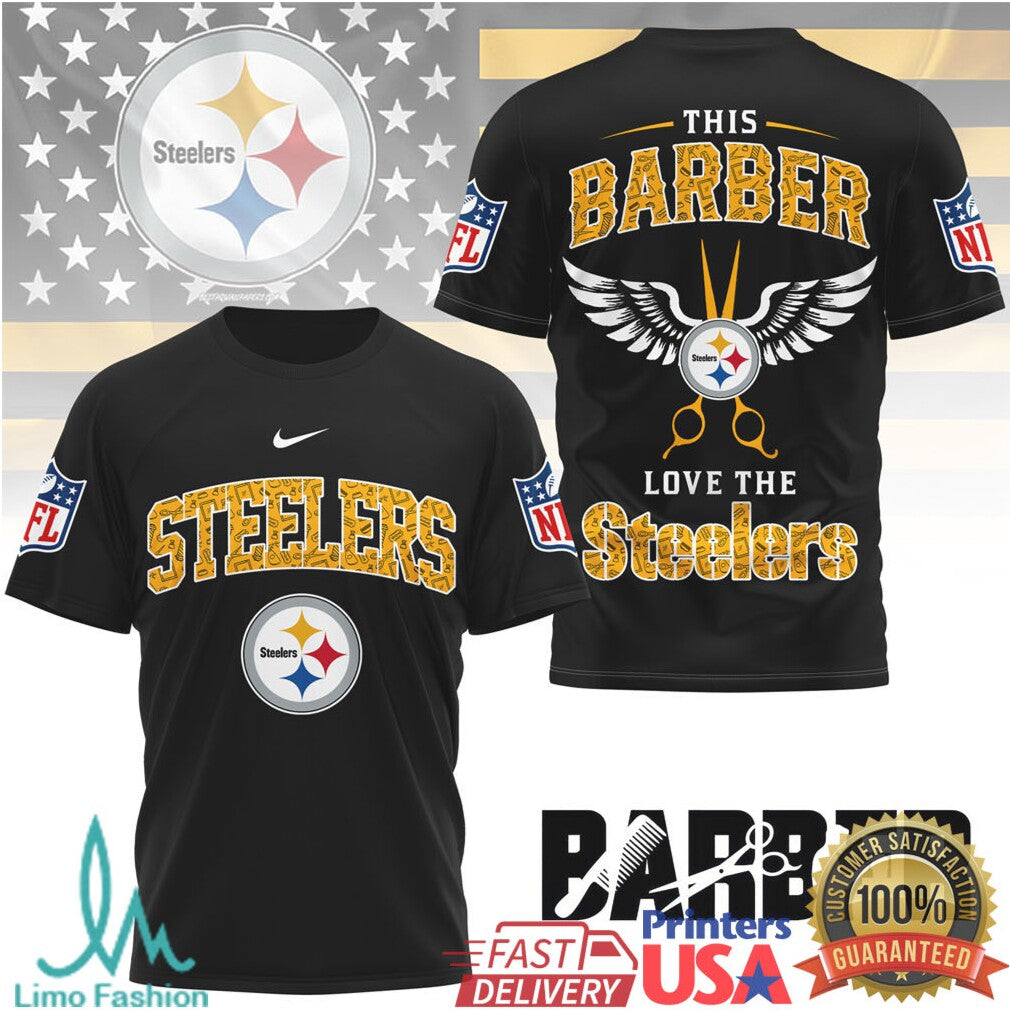 Pittsburgh Steelers Barber Design This Barber Loves The Steelers Shirt - Limotees LLC