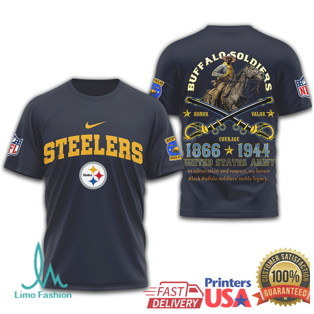 Pittsburgh Steelers Buffalo Soldiers US Army 1866 1944 Honor T Shirt - Limotees LLC