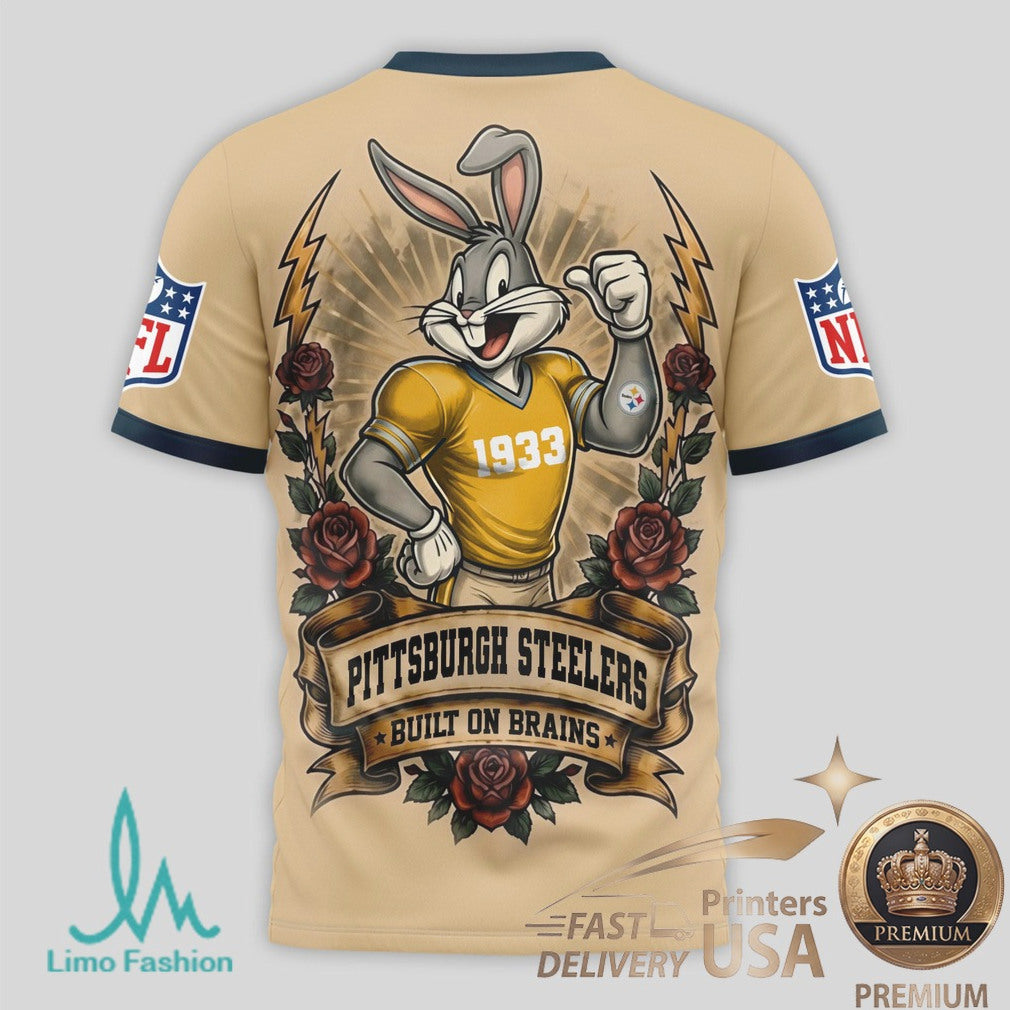 Pittsburgh Steelers Bugs Bunny Football Graphic Jersey T Shirt - Limotees LLC