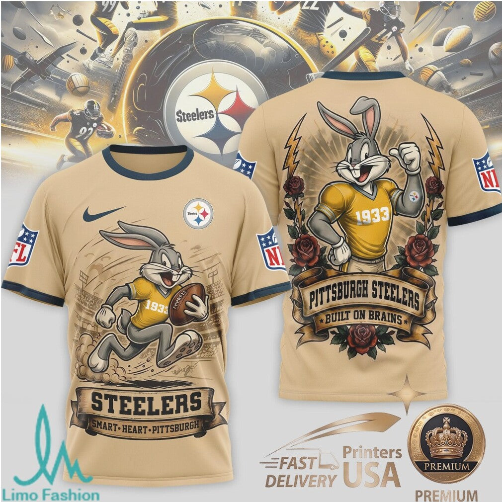 Pittsburgh Steelers Bugs Bunny Football Graphic Jersey T Shirt - Limotees LLC