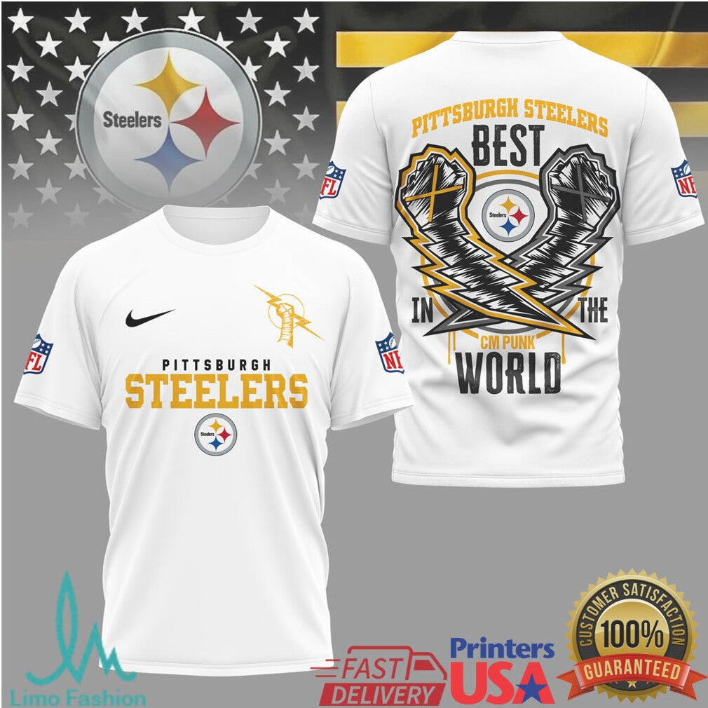 Pittsburgh Steelers CM Punk Best In The World Iconic Design Tee - Limotees LLC