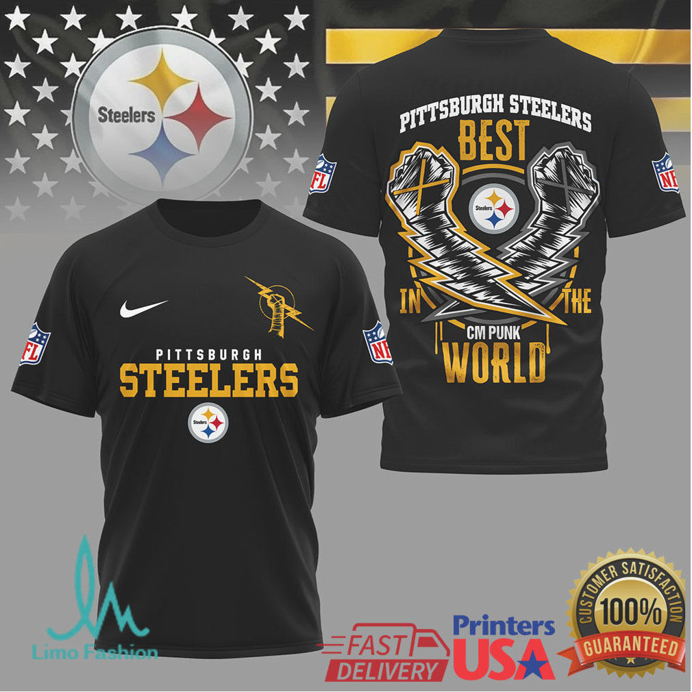 Pittsburgh Steelers CM Punk Best In The World Iconic Design Tee - Limotees LLC