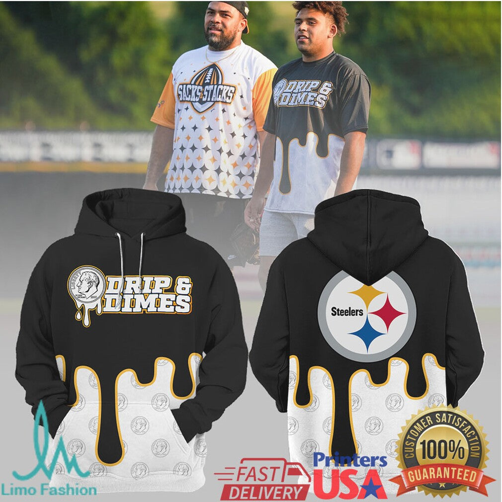 Pittsburgh Steelers “Drip & Dimes” Logo Mashup T Shirt and Hoodie - Limotees LLC