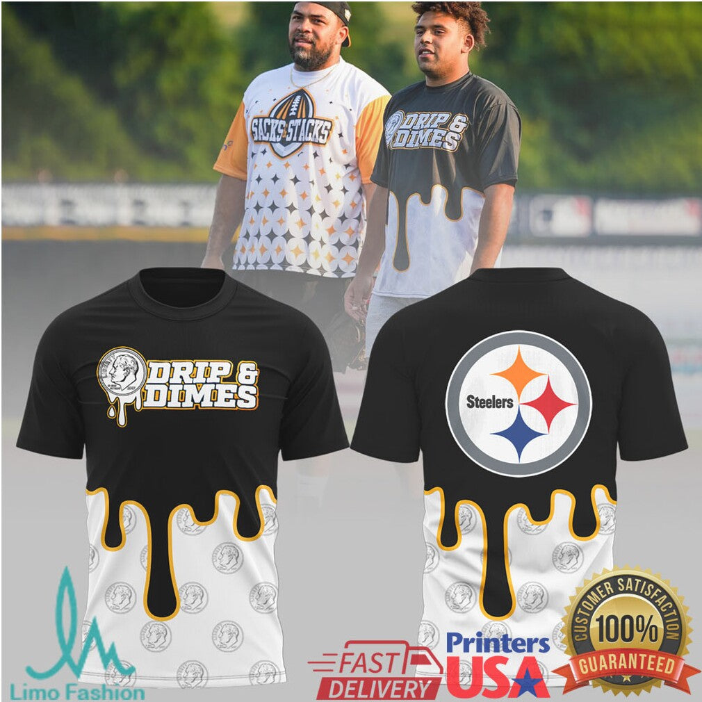 Pittsburgh Steelers “Drip & Dimes” Logo Mashup T Shirt and Hoodie - Limotees LLC