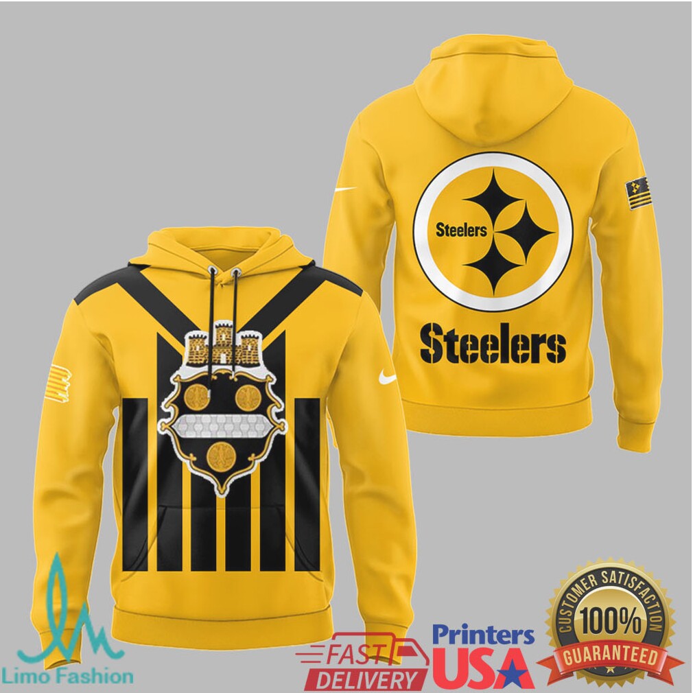 Pittsburgh Steelers Gold City Crest Stripe T Shirt and Hoodie - Limotees LLC