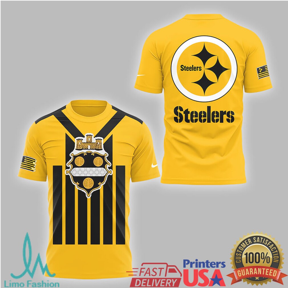 Pittsburgh Steelers Gold City Crest Stripe T Shirt and Hoodie - Limotees LLC