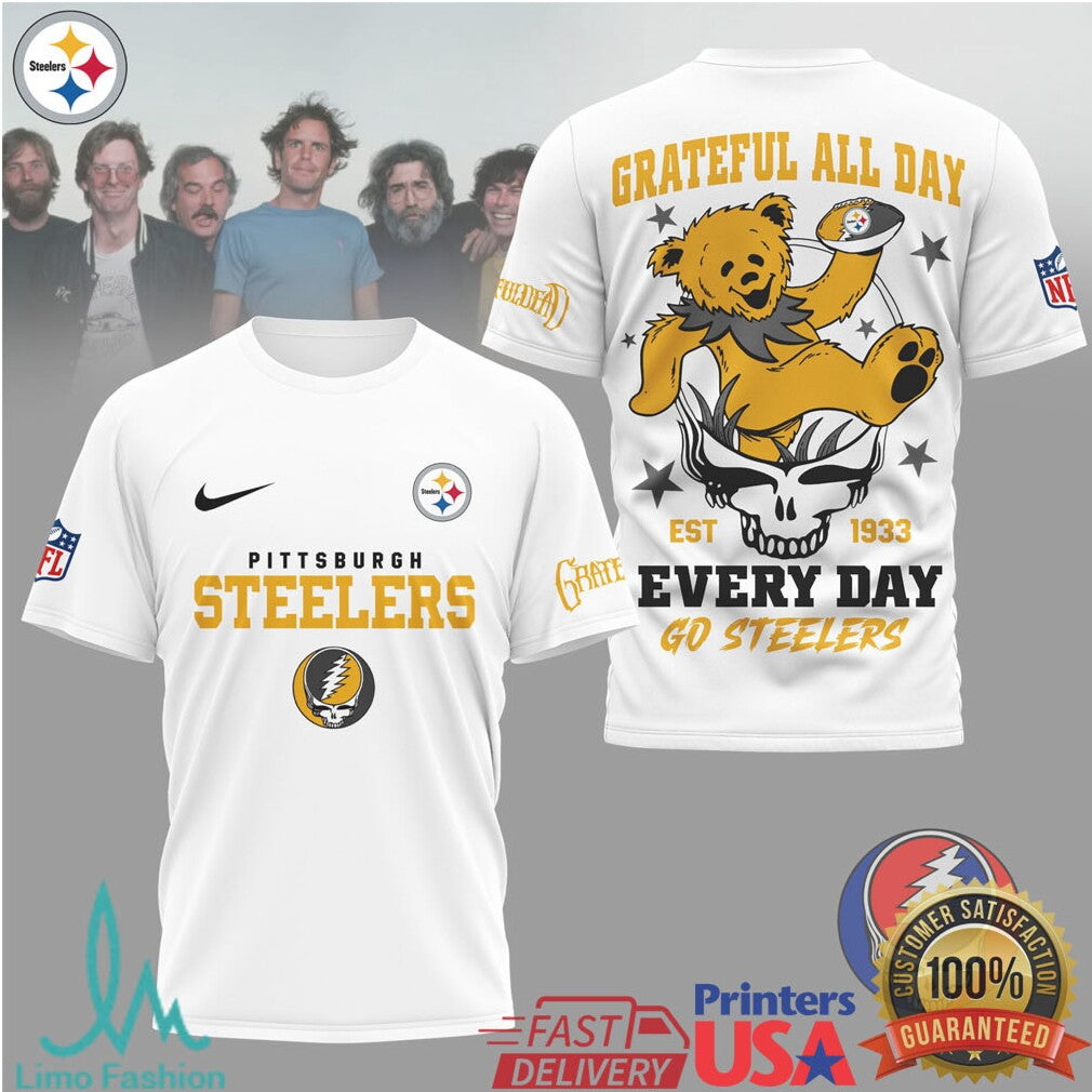 Pittsburgh Steelers Grateful Dead Dancing Bear Football Shirt - Limotees LLC