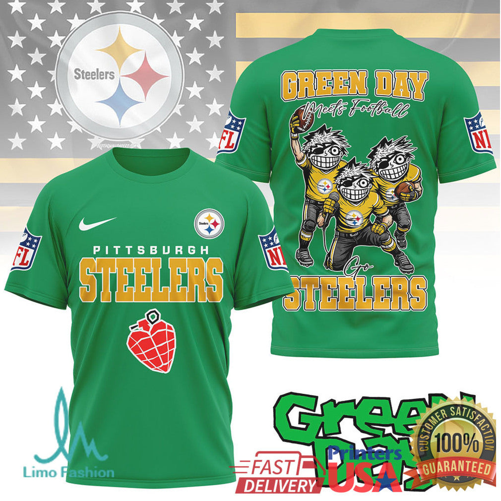 Pittsburgh Steelers Green Day Meets Football Tshirt