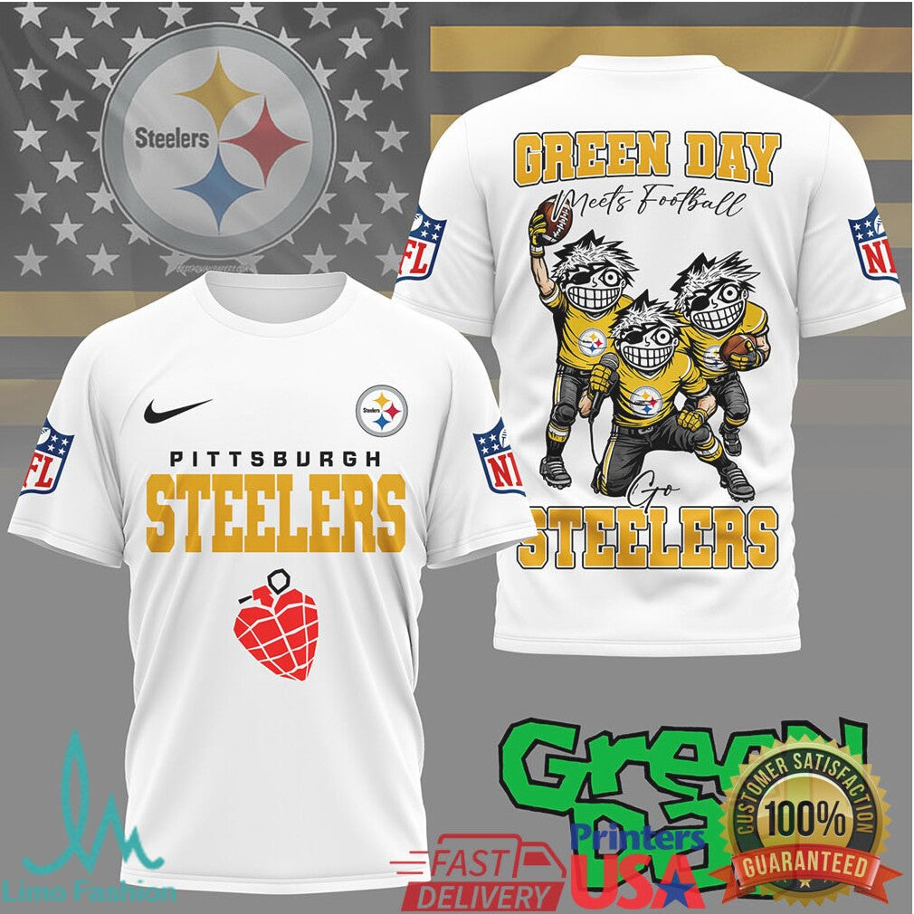 Pittsburgh Steelers Green Day Meets Football Tshirt