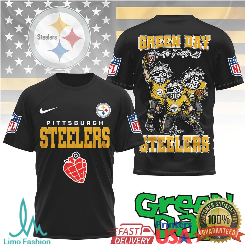 Pittsburgh Steelers Green Day Meets Football Tshirt