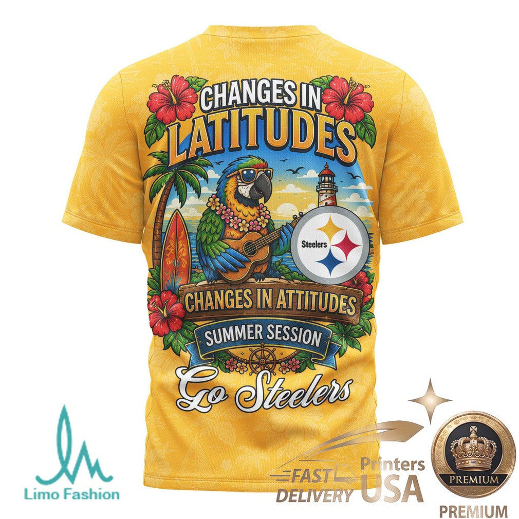 Pittsburgh Steelers Margaritaville Parrot Tropical Summer Session T Shirt - Limotees LLC