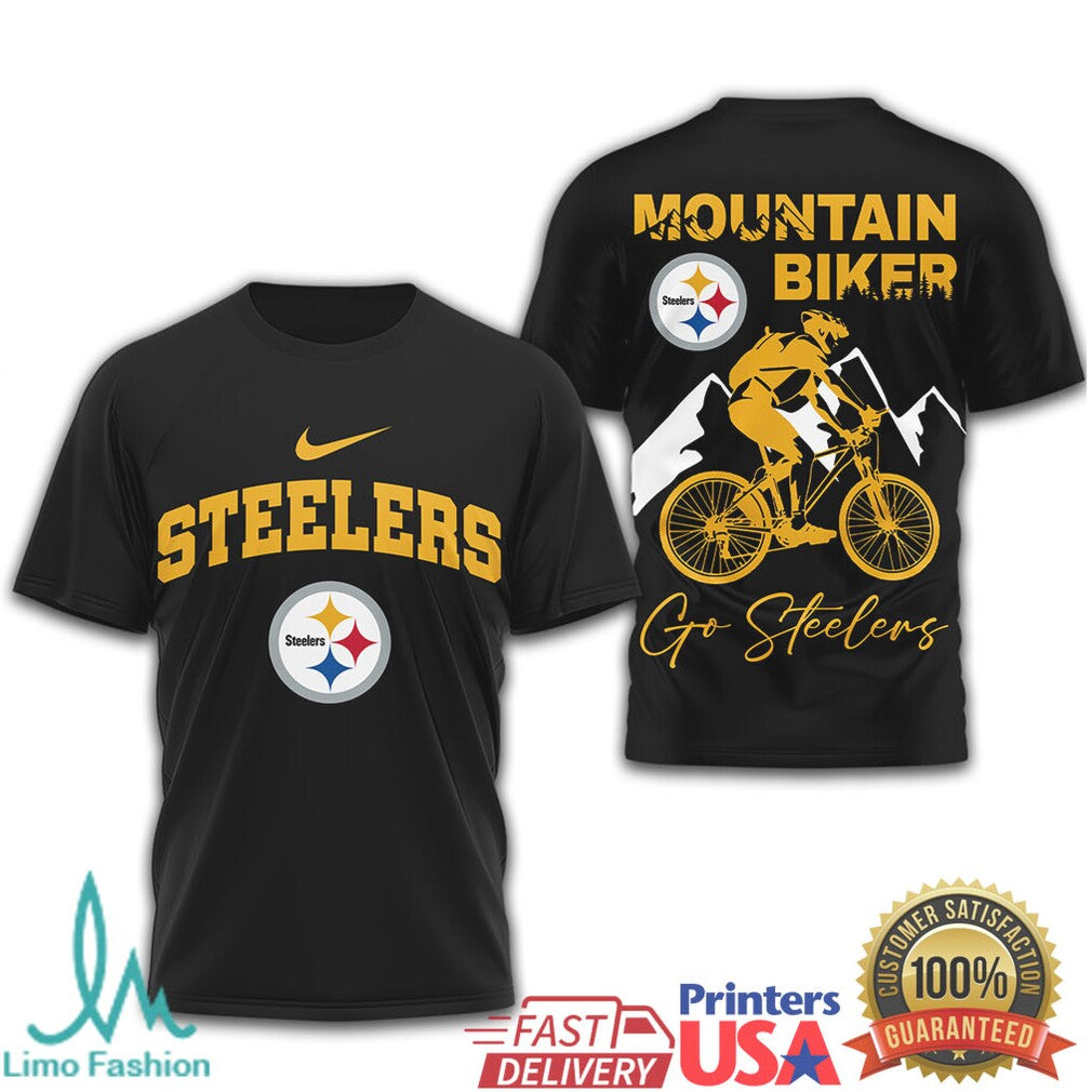 Pittsburgh Steelers Mountain Biker T Shirt Go Steelers Cycling Fan Shirt - Limotees LLC
