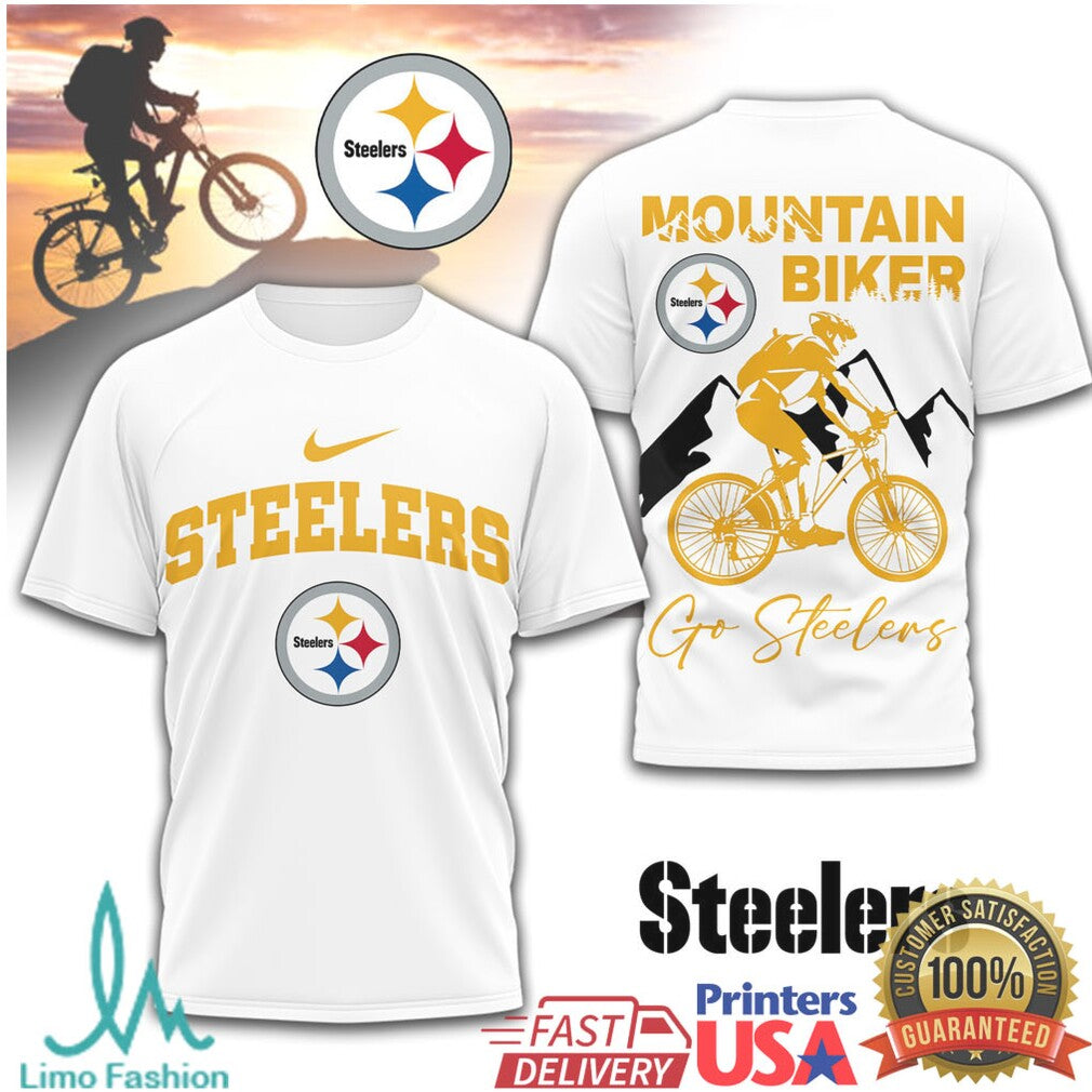 Pittsburgh Steelers Mountain Biker T Shirt Go Steelers Cycling Fan Shirt - Limotees LLC