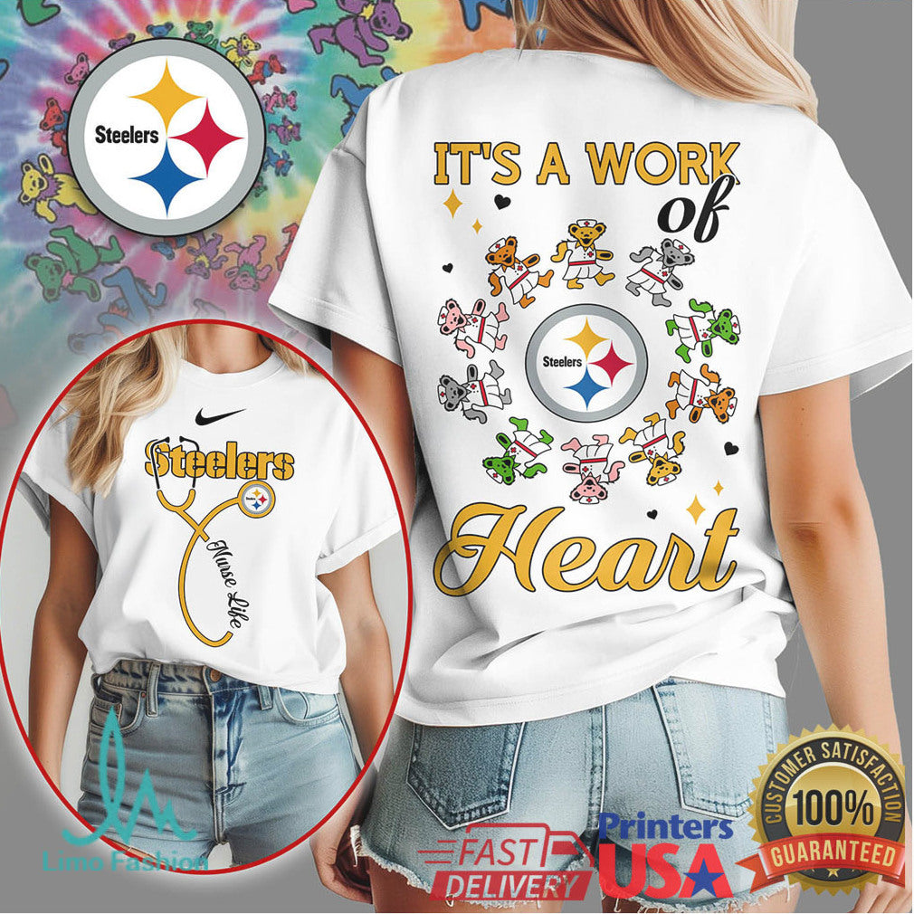 Pittsburgh Steelers Nurse Shirt It's a Work of Heart NFL Medical Gift - Limotees LLC