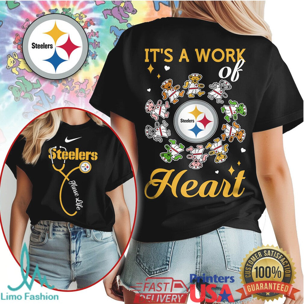 Pittsburgh Steelers Nurse Shirt It's a Work of Heart NFL Medical Gift - Limotees LLC