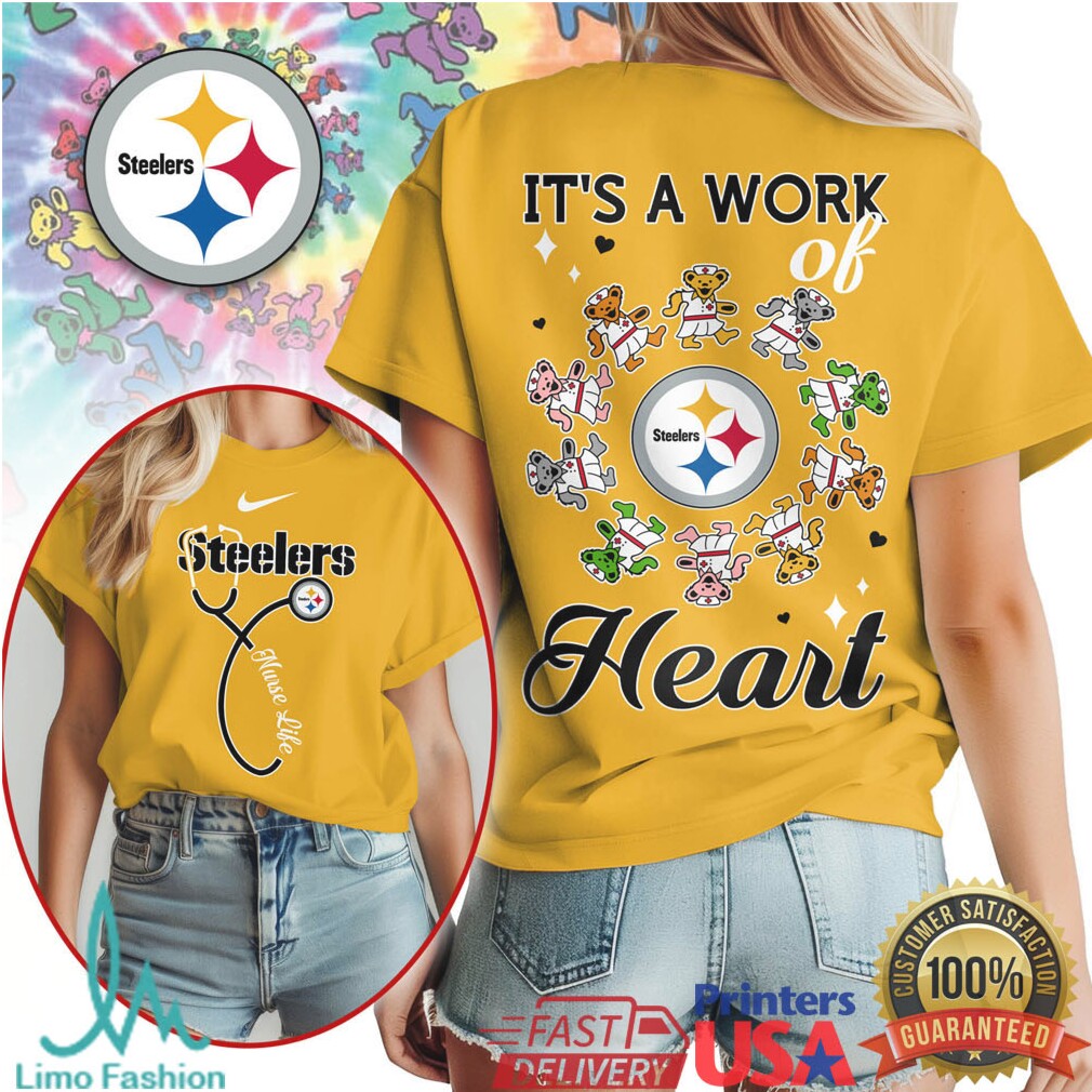 Pittsburgh Steelers Nurse Shirt It's a Work of Heart NFL Medical Gift - Limotees LLC