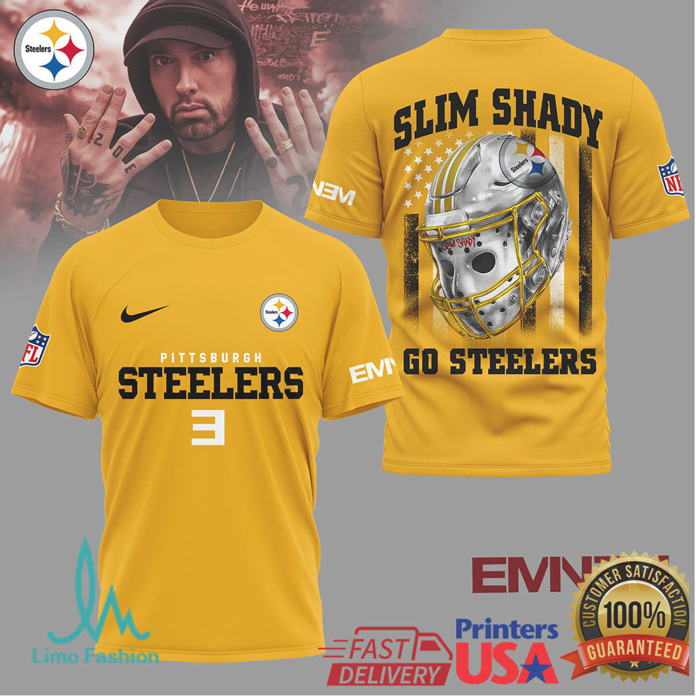 Pittsburgh Steelers Official NFL Eminem Fan 3D Shirt - Limotees LLC
