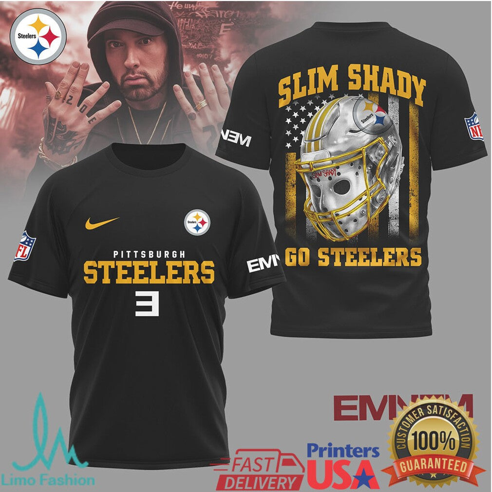 Pittsburgh Steelers Official NFL Eminem Fan 3D Shirt - Limotees LLC