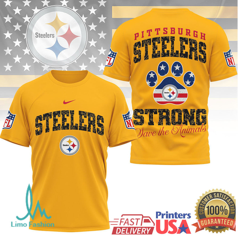 Pittsburgh Steelers Official NFL Save The Animals Fan 3D Shirt - Limotees LLC