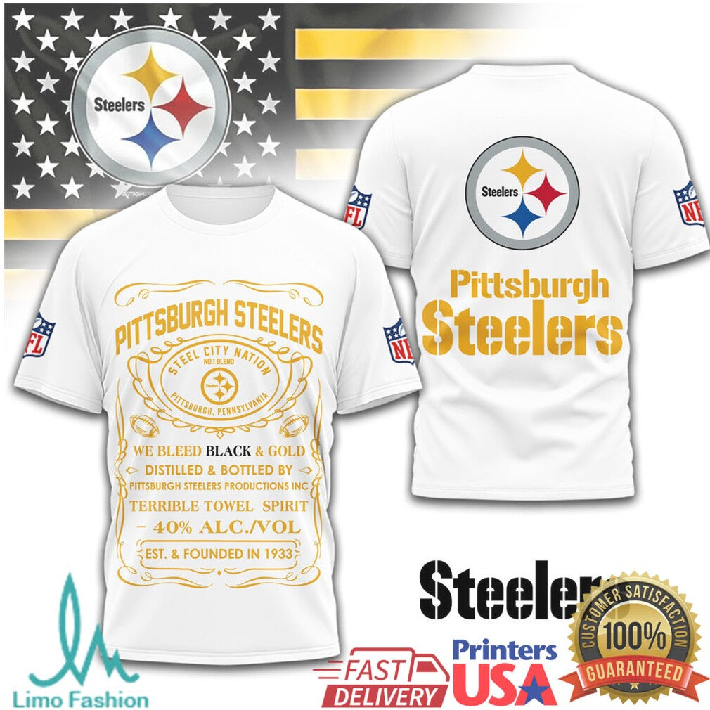 Pittsburgh Steelers Official NFL Whiskey 3D Shirt