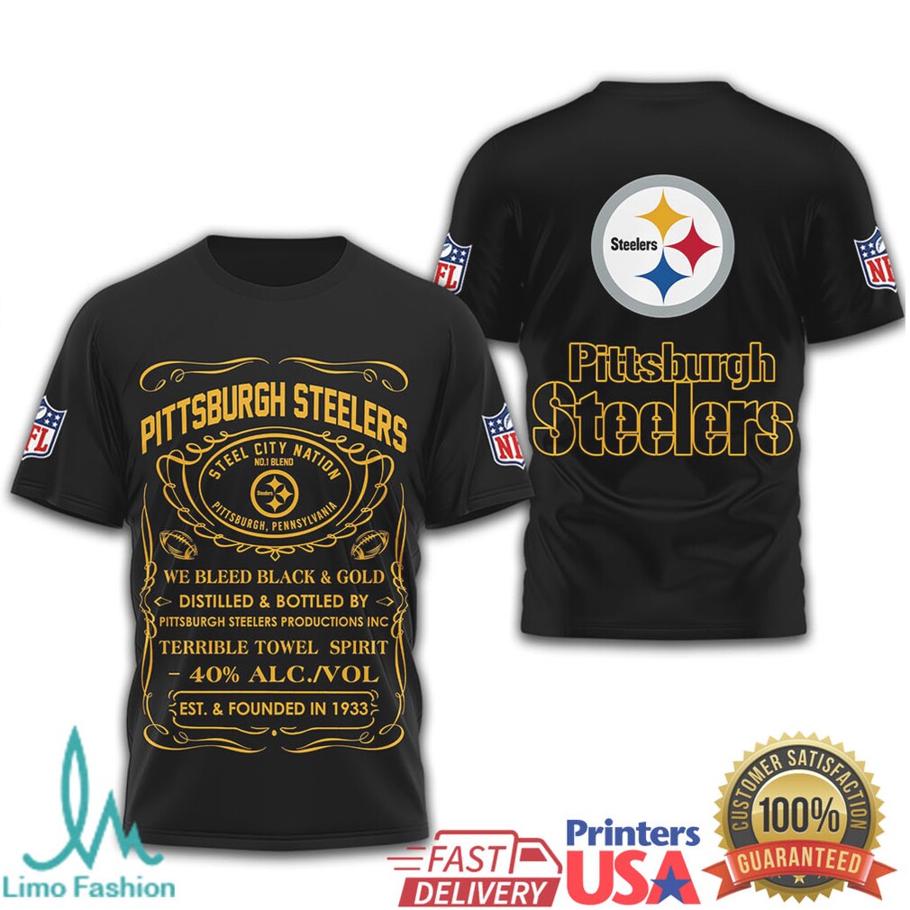 Pittsburgh Steelers Official NFL Whiskey 3D Shirt