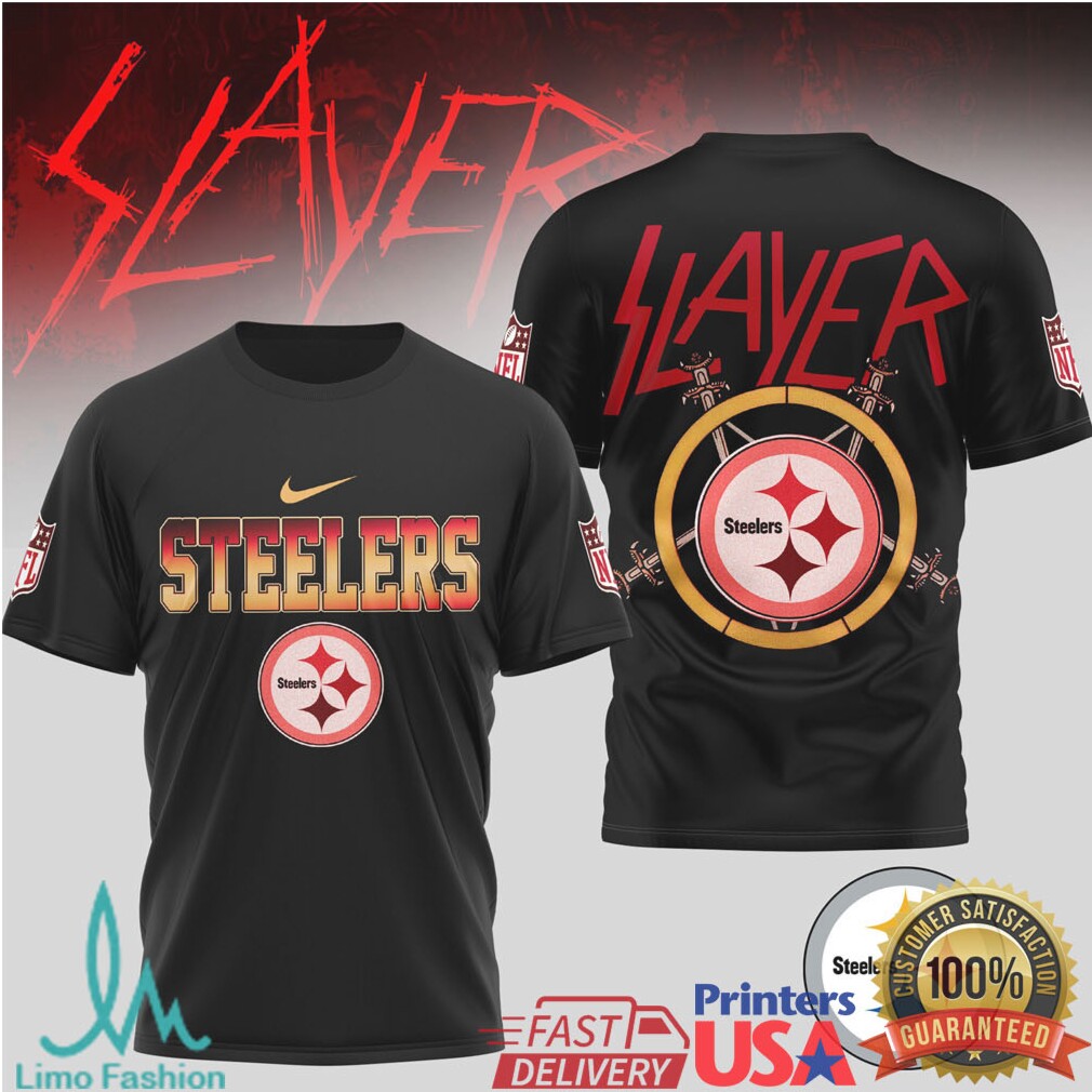 Pittsburgh Steelers Slayer Heavy Metal Style T Shirt - Limotees LLC