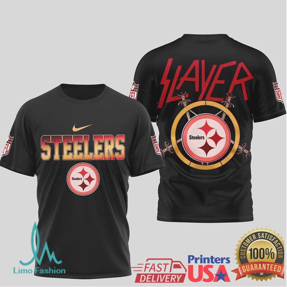 Pittsburgh Steelers Slayer Heavy Metal Style T Shirt - Limotees LLC