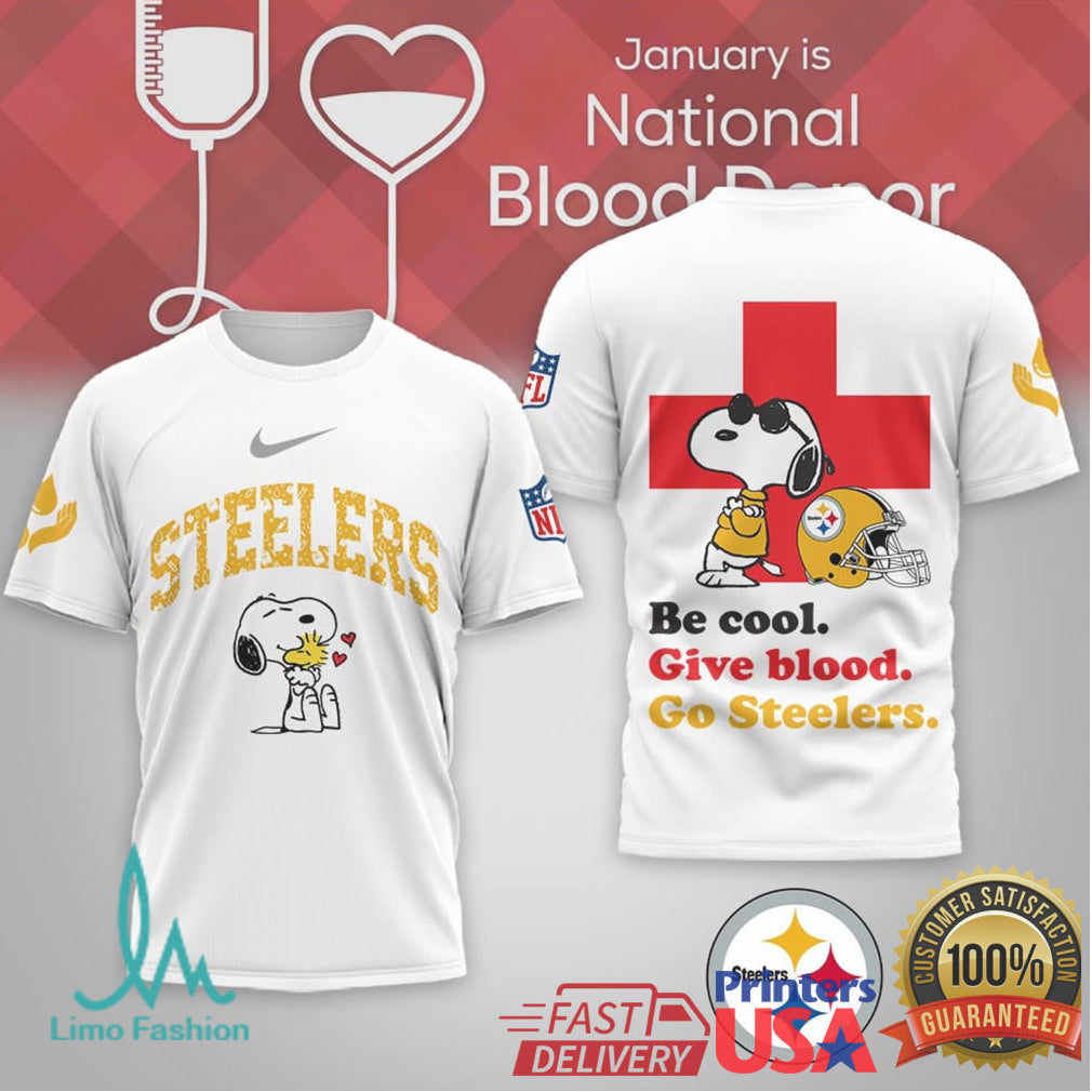 Pittsburgh Steelers Snoopy Be Cool Give Blood Donor T Shirt - Limotees LLC
