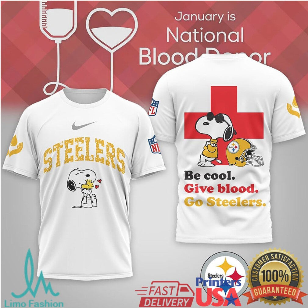 Pittsburgh Steelers Snoopy Be Cool Give Blood Donor T Shirt - Limotees LLC