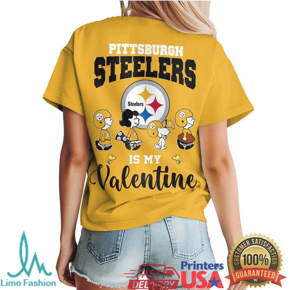Pittsburgh Steelers Snoopy Peanuts Is My Valentine Nfl Valentines Shirt - Limotees LLC