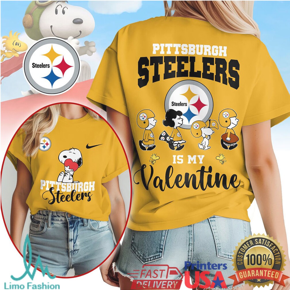 Pittsburgh Steelers Snoopy Peanuts Is My Valentine Nfl Valentines Shirt - Limotees LLC