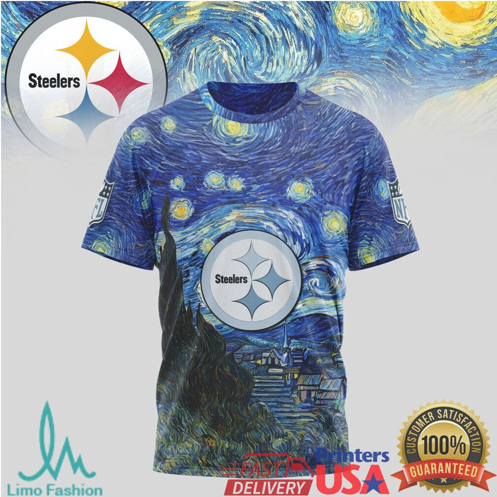 Pittsburgh Steelers Starry Night Van Gogh Nfl Tshirt - Limotees LLC