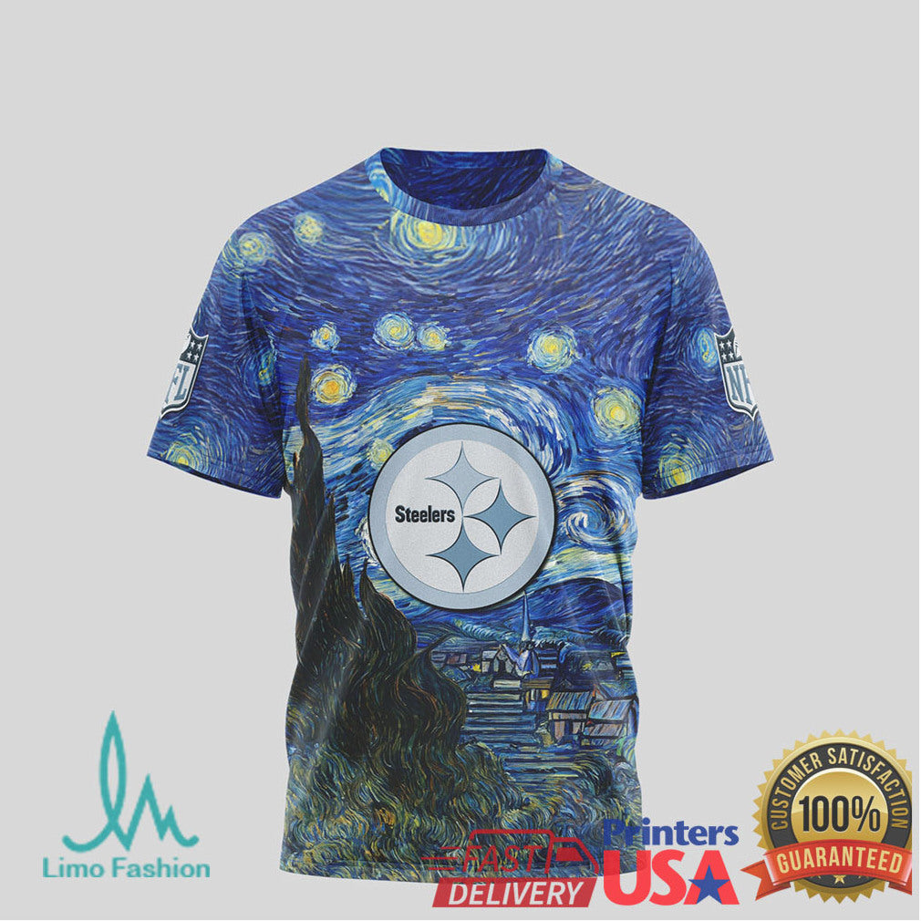 Pittsburgh Steelers Starry Night Van Gogh Nfl Tshirt - Limotees LLC