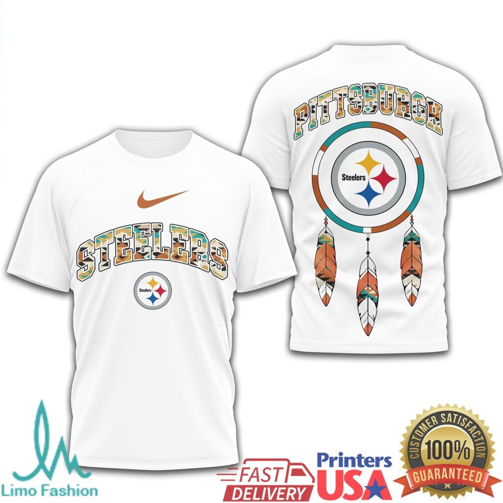Pittsburgh Steelers Tribal Pattern Dreamcatcher Sports Apparel T Shirt - Limotees LLC