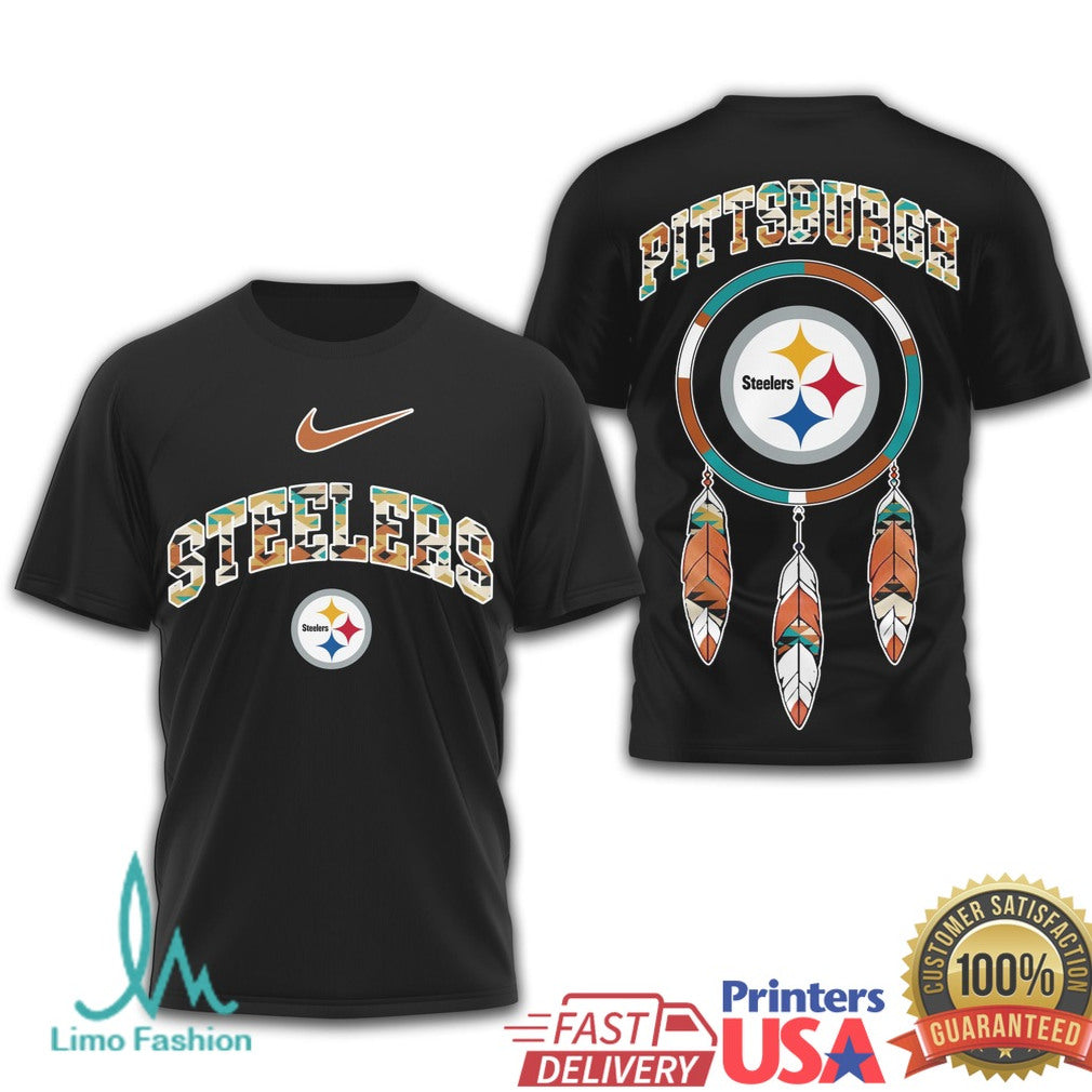 Pittsburgh Steelers Tribal Pattern Dreamcatcher Sports Apparel T Shirt - Limotees LLC