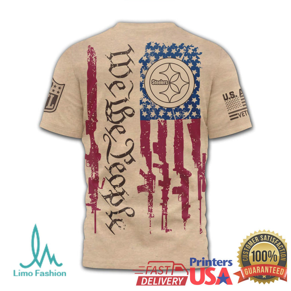 Pittsburgh Steelers We The People Patriotic Military Tan T Shirt