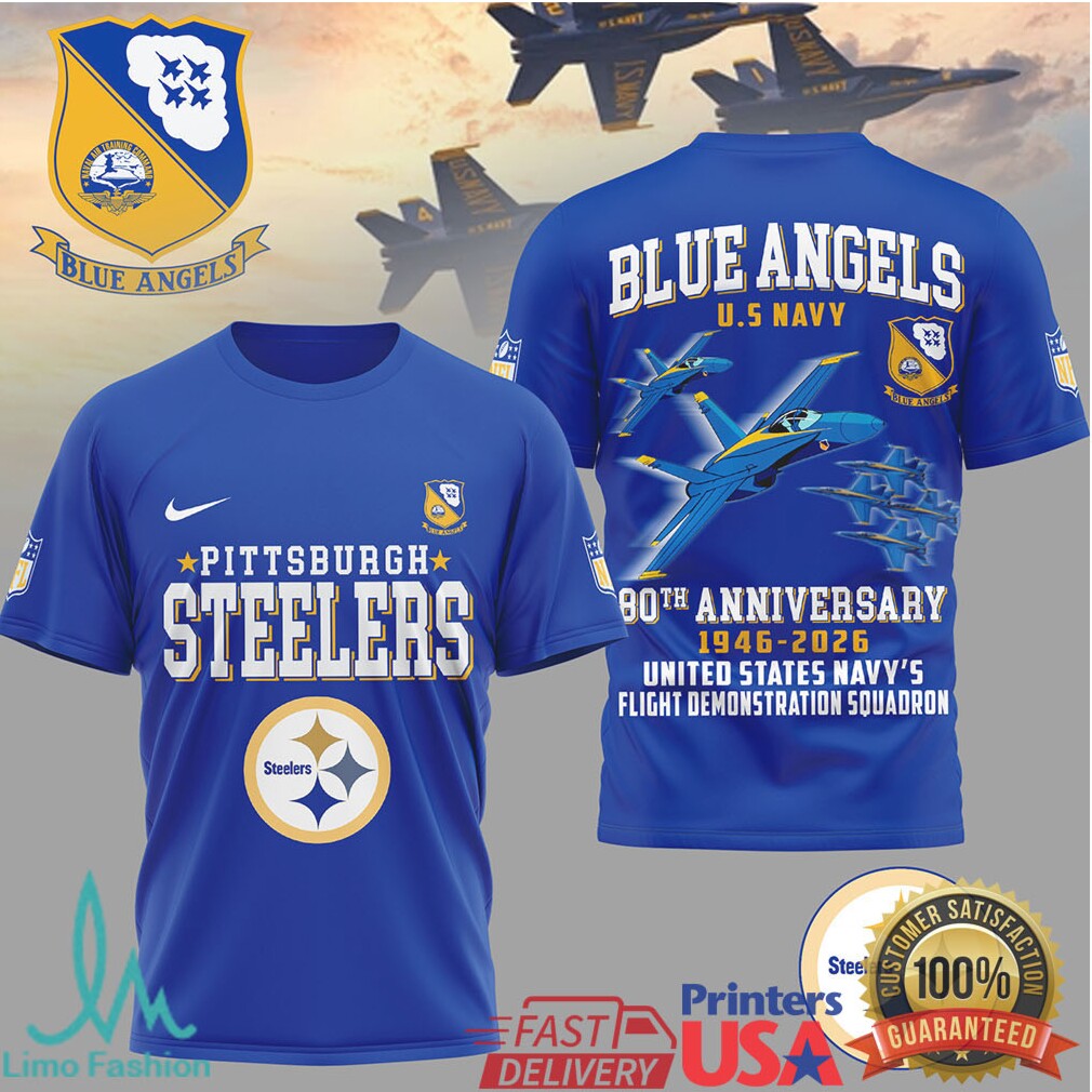 Pittsburgh Steelers x Blue Angels 80th Anniversary Navy Flight T Shirt - Limotees LLC