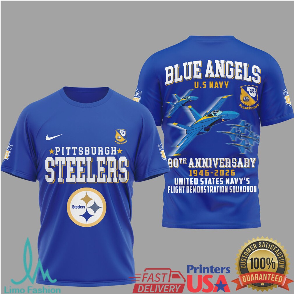 Pittsburgh Steelers x Blue Angels 80th Anniversary Navy Flight T Shirt - Limotees LLC