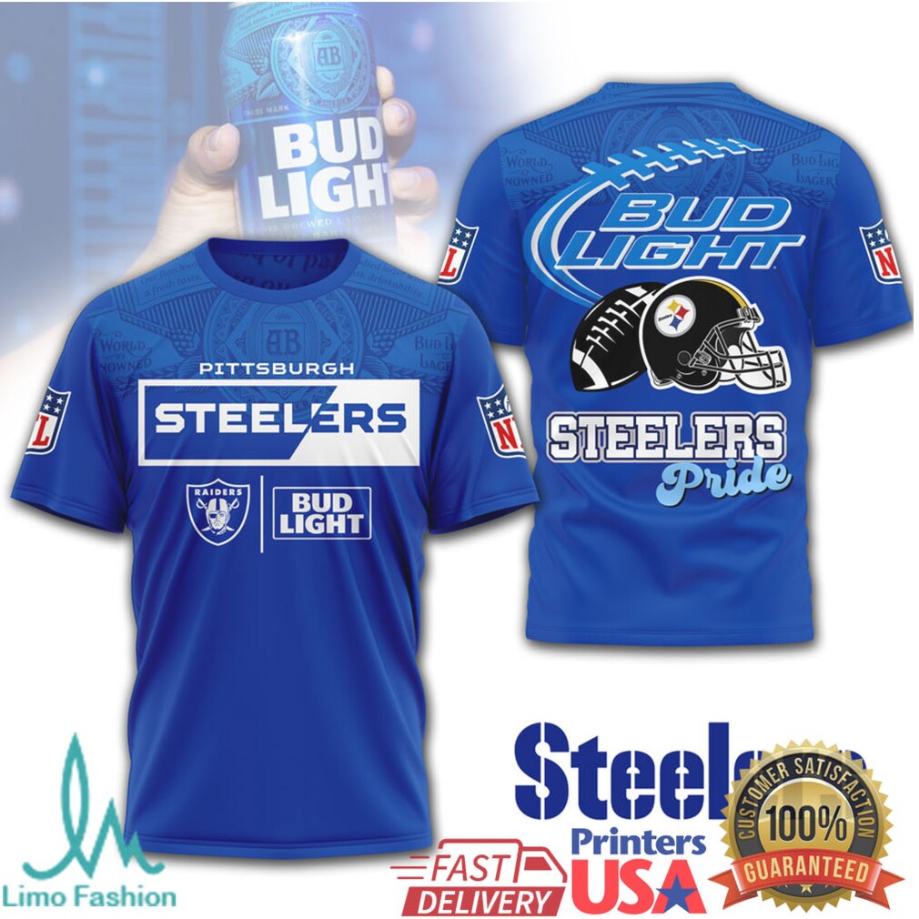Pittsburgh Steelers x Bud Light Pride Black & Gold Fan T Shirt - Limotees LLC