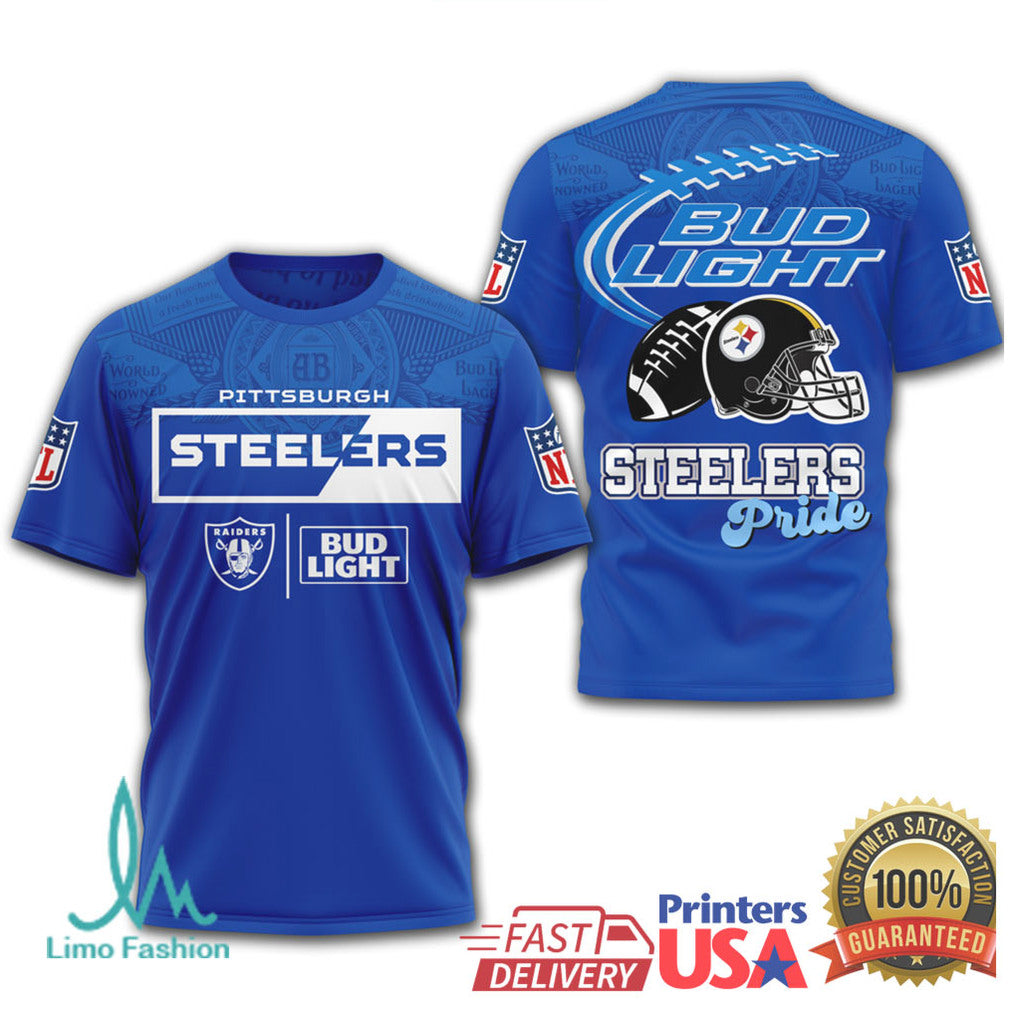 Pittsburgh Steelers x Bud Light Pride Black & Gold Fan T Shirt - Limotees LLC