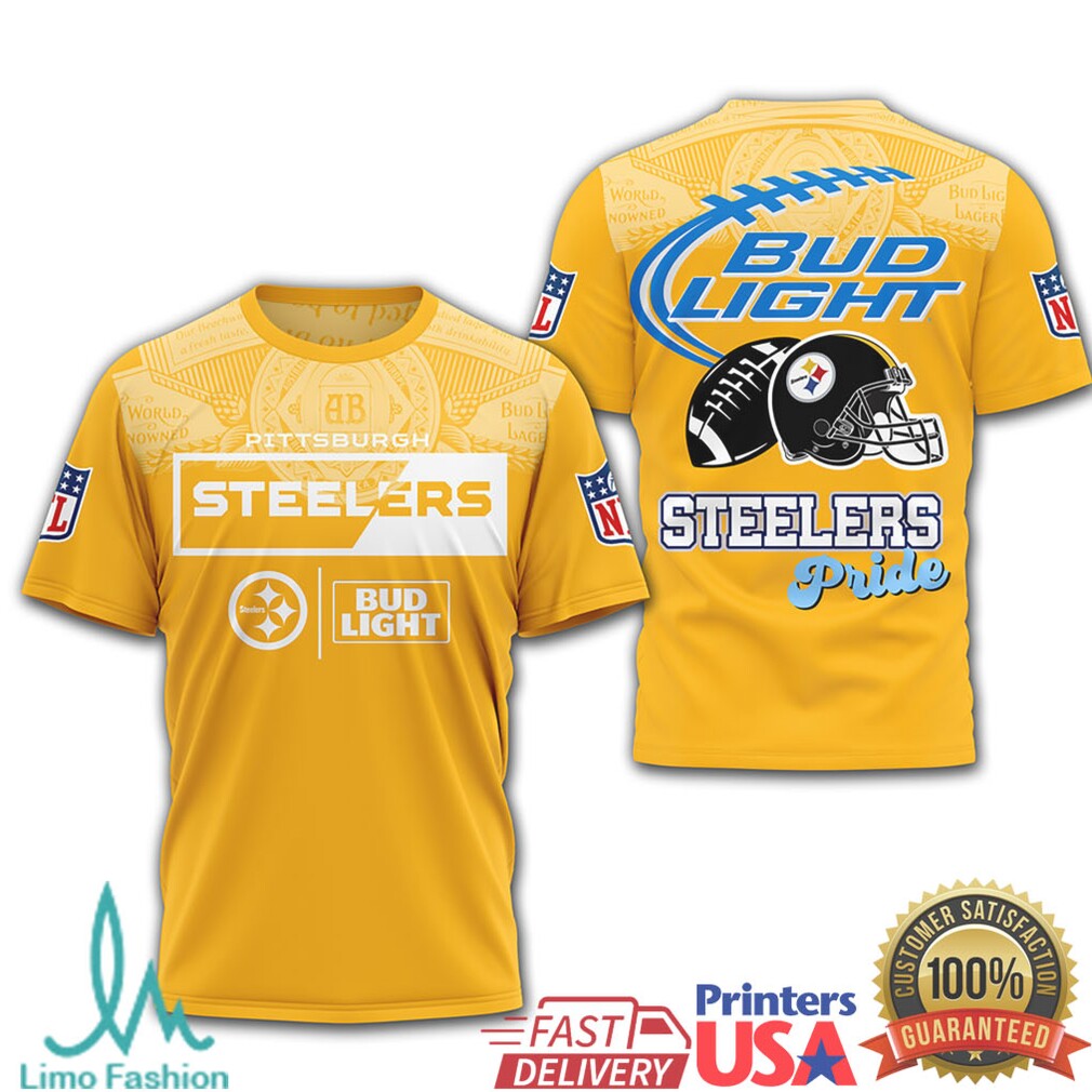 Pittsburgh Steelers x Bud Light Pride Black & Gold Fan T Shirt - Limotees LLC