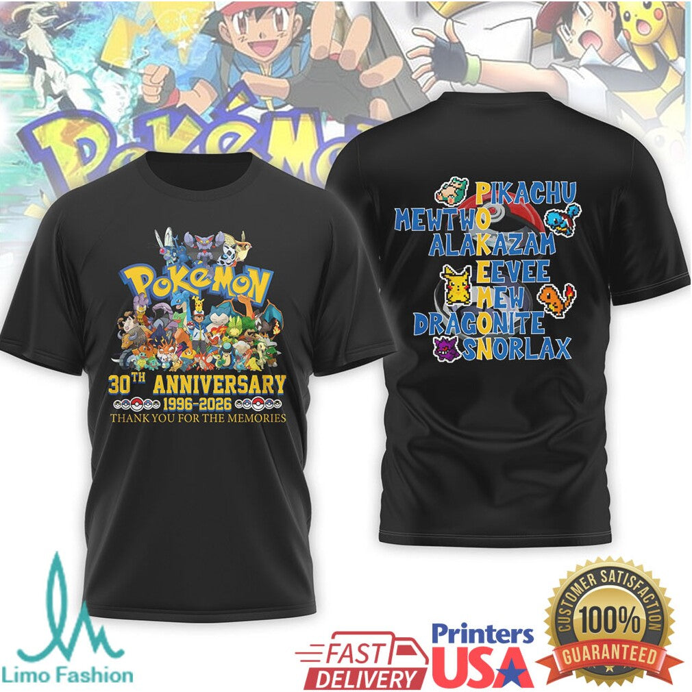 Pokémon 30th Anniversary 1996 2026 Thank You For The Memories Shirt - Limotees LLC